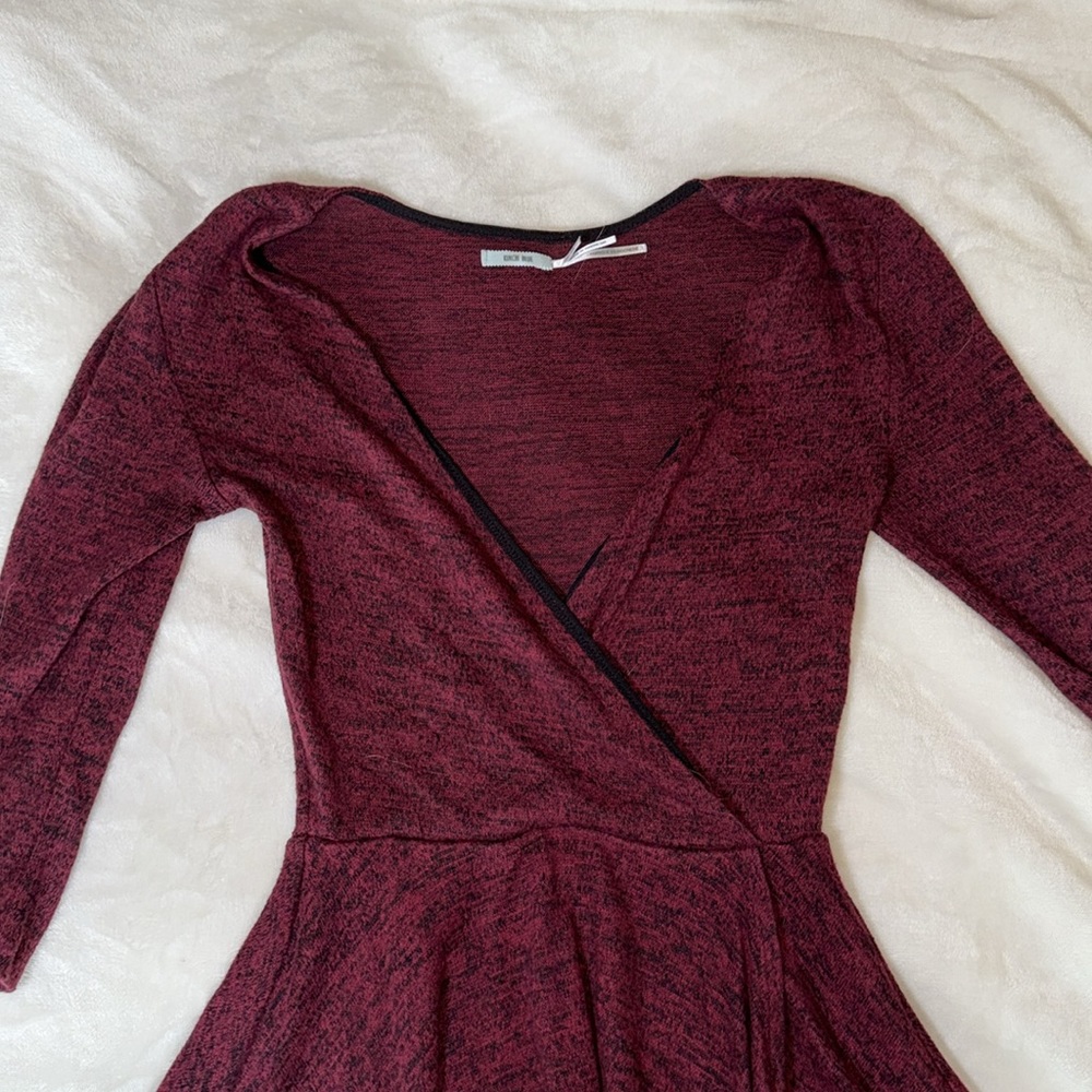 Urban Outfitters XS Kimchi Blue Red Black Ballet Faux Wrap Knit Mini Dress - Picture 5 of 7